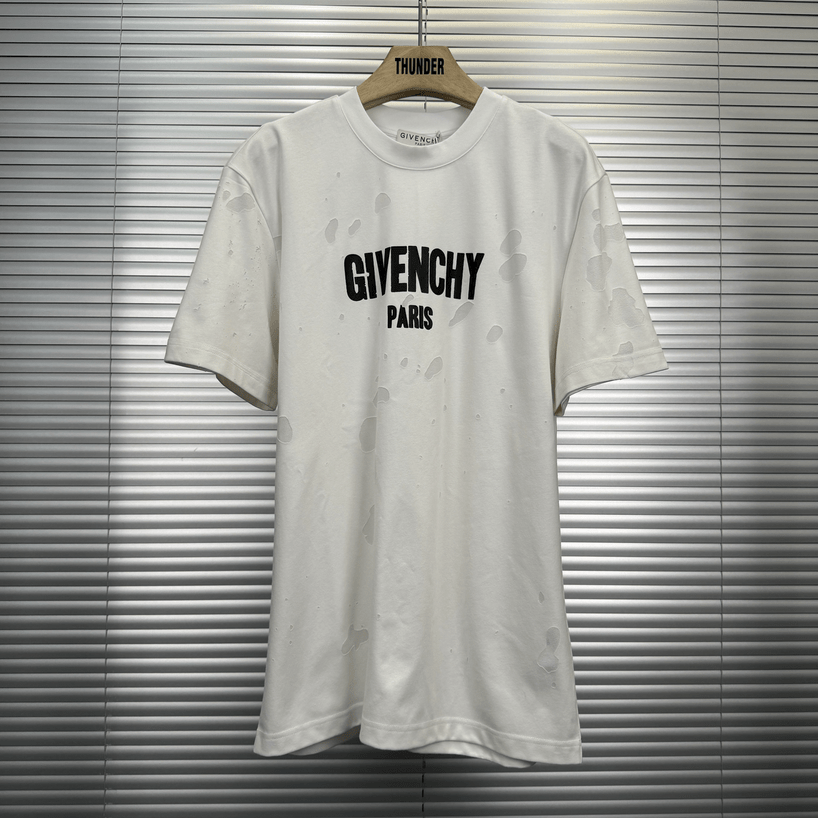 givenchy white distressed tee