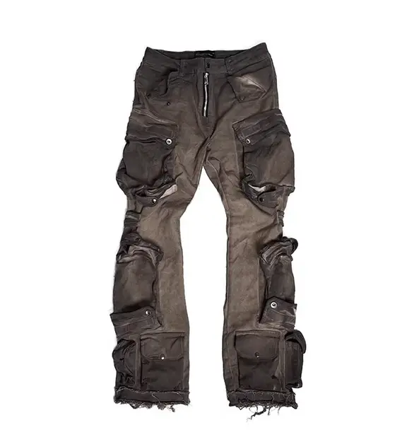distressed washed cargo pants