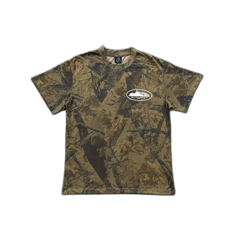 corteiz island puff print tee forest camo
